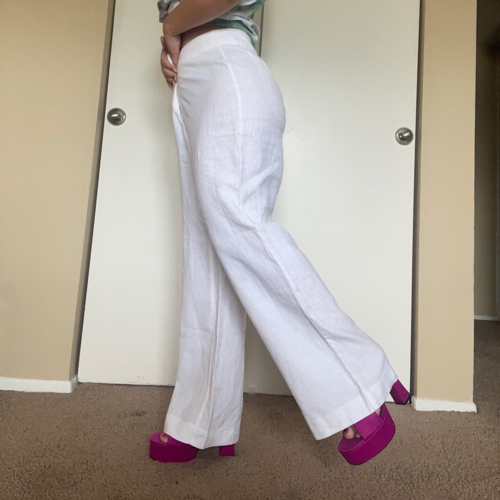 100% Linen White Pants